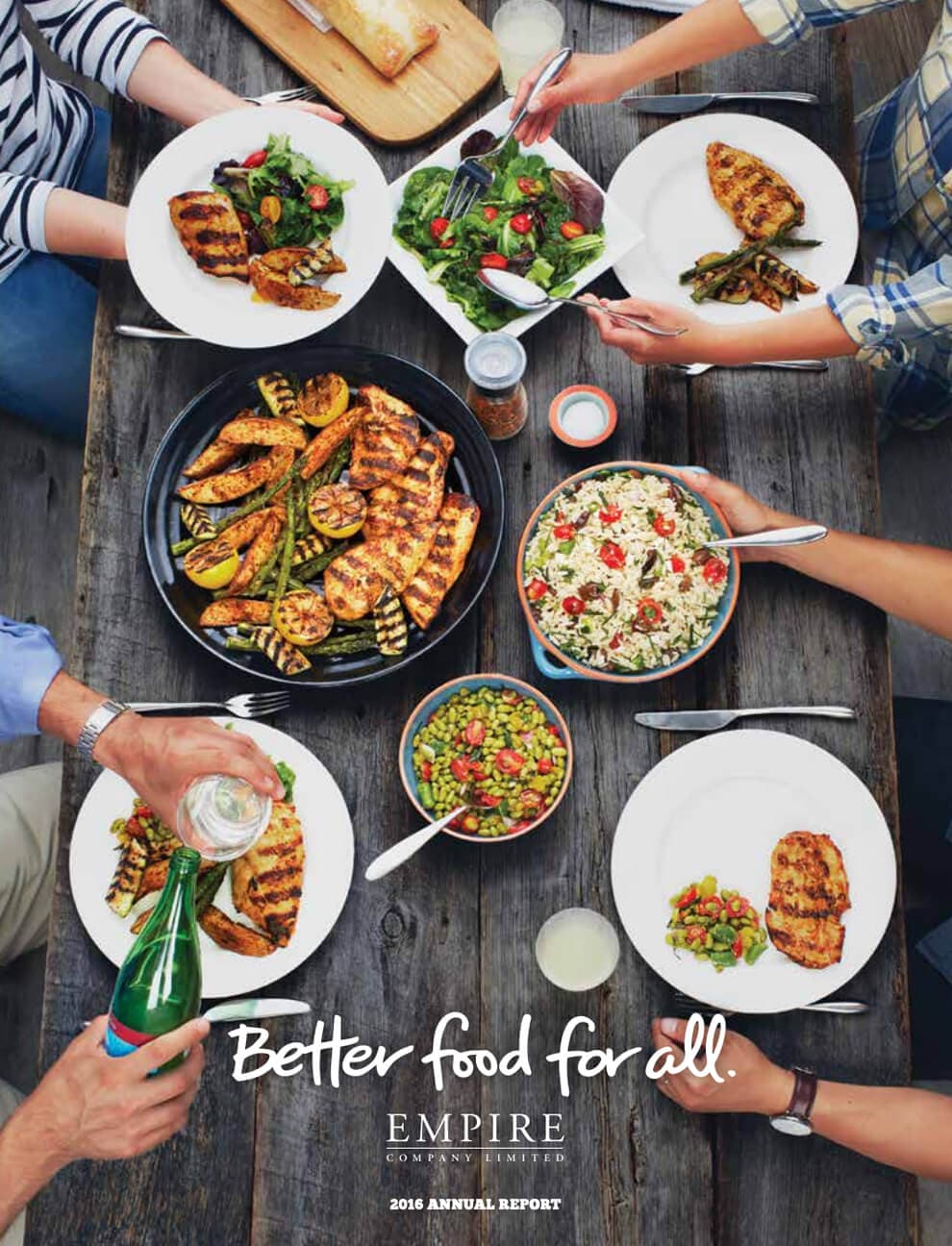 Text Reading 'Better food for all' along with a picture of a table filled with delicious bowl of food.